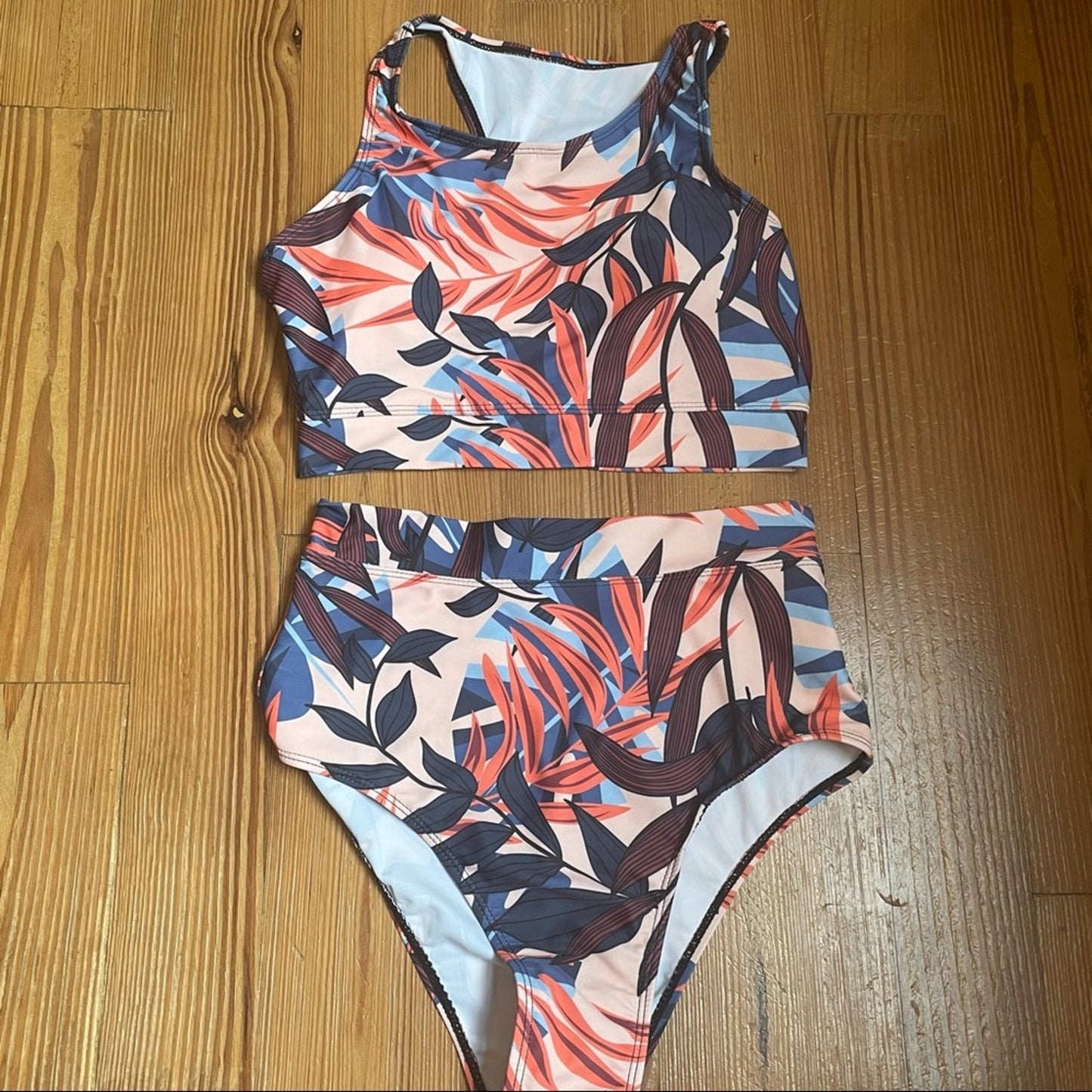 NWOT SHEIN Floral racer back high rise bikini SIZE S