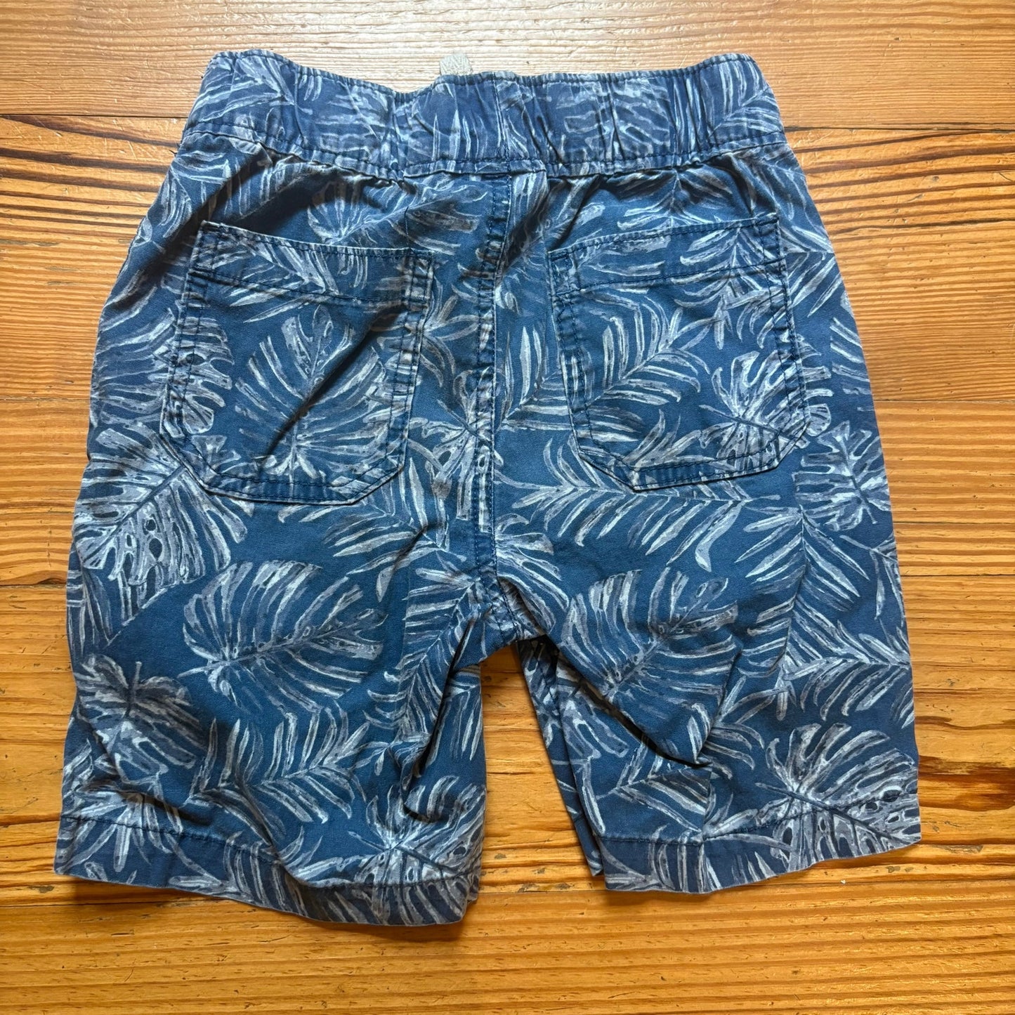 Children's Place blue denim leave print drawstring boys shorts SIZE 5
