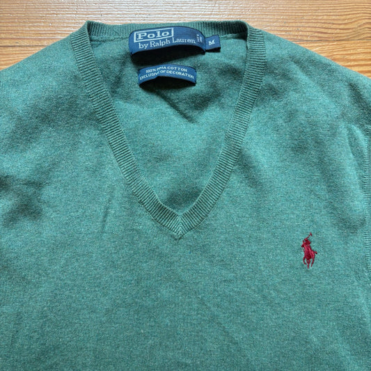 Polo Ralph Lauren green pima cotton mens sweater vest SIZE M