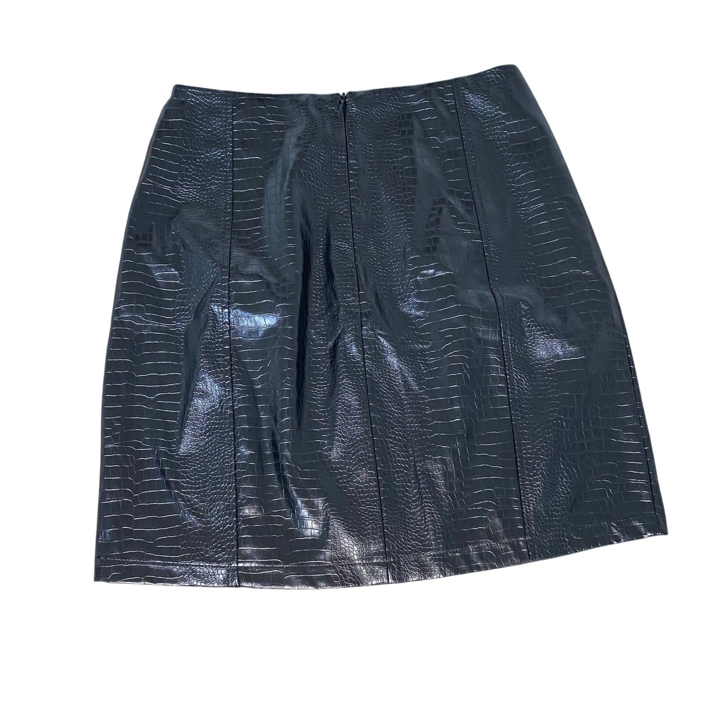 NWT MANGOPOP Collection black patent leather snake skin womens mini skirt SIZE S