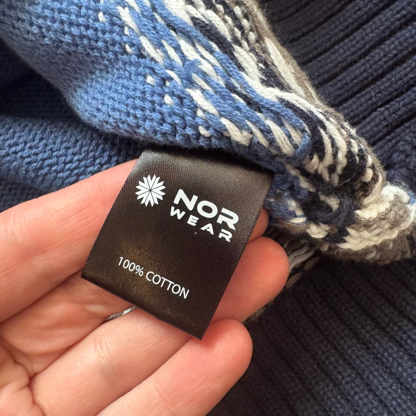 Norwear Norwegian blue white winter quarter zip pullover sweater SIZE M