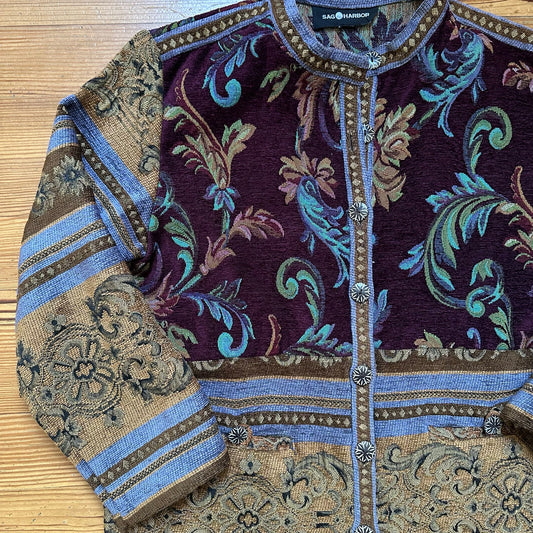 Sag Harbor vintage tapestry button down shirt jacket SIZE M