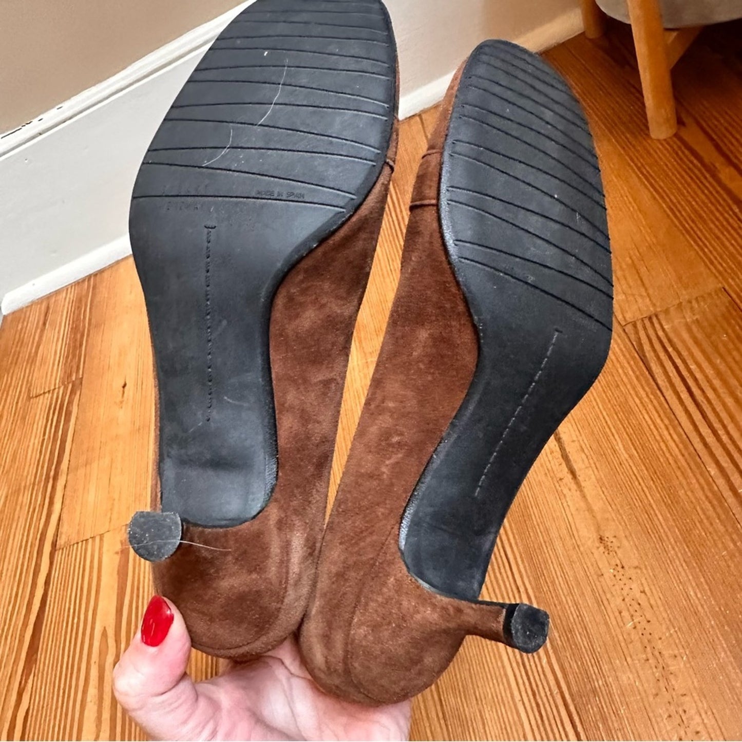 Stuart Weitzman brown suede leather kitten heel pump SIZE 7.5