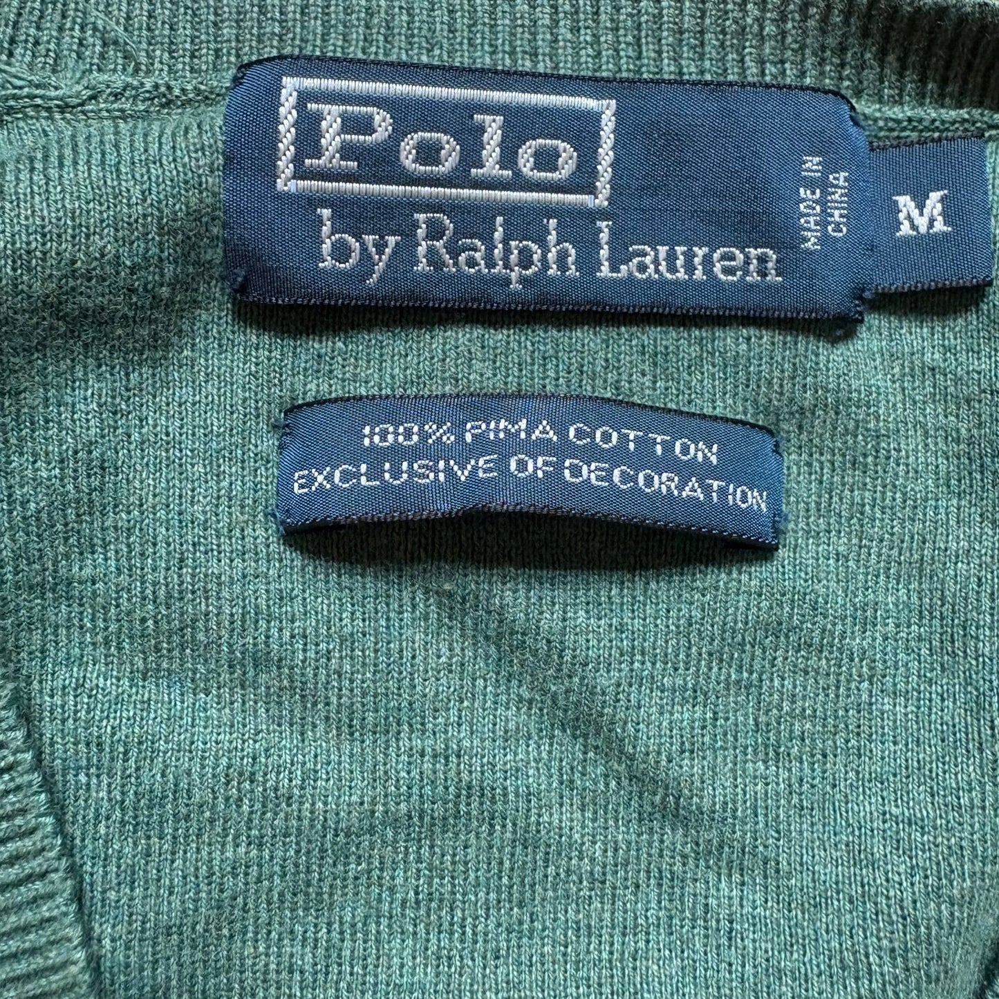 Polo Ralph Lauren green pima cotton mens sweater vest SIZE M