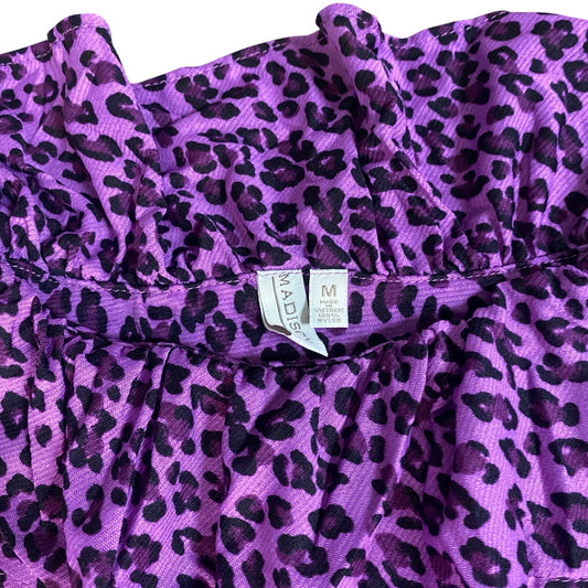 Madison purple black cheetah print ruffle layered tank SIZE M