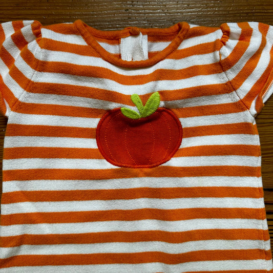 Gymboree orange white striped pumpkin knit short sleeve dress SIZE 4T