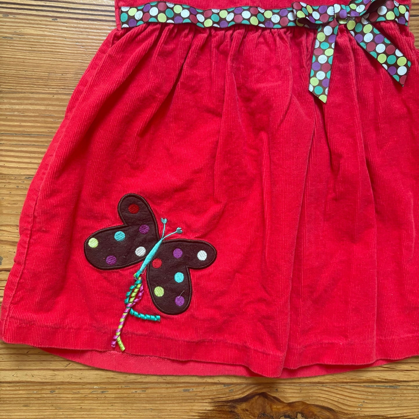 Bonnie Jean red corduroy butterfly sleeveless toddler tank dress SIZE 3T