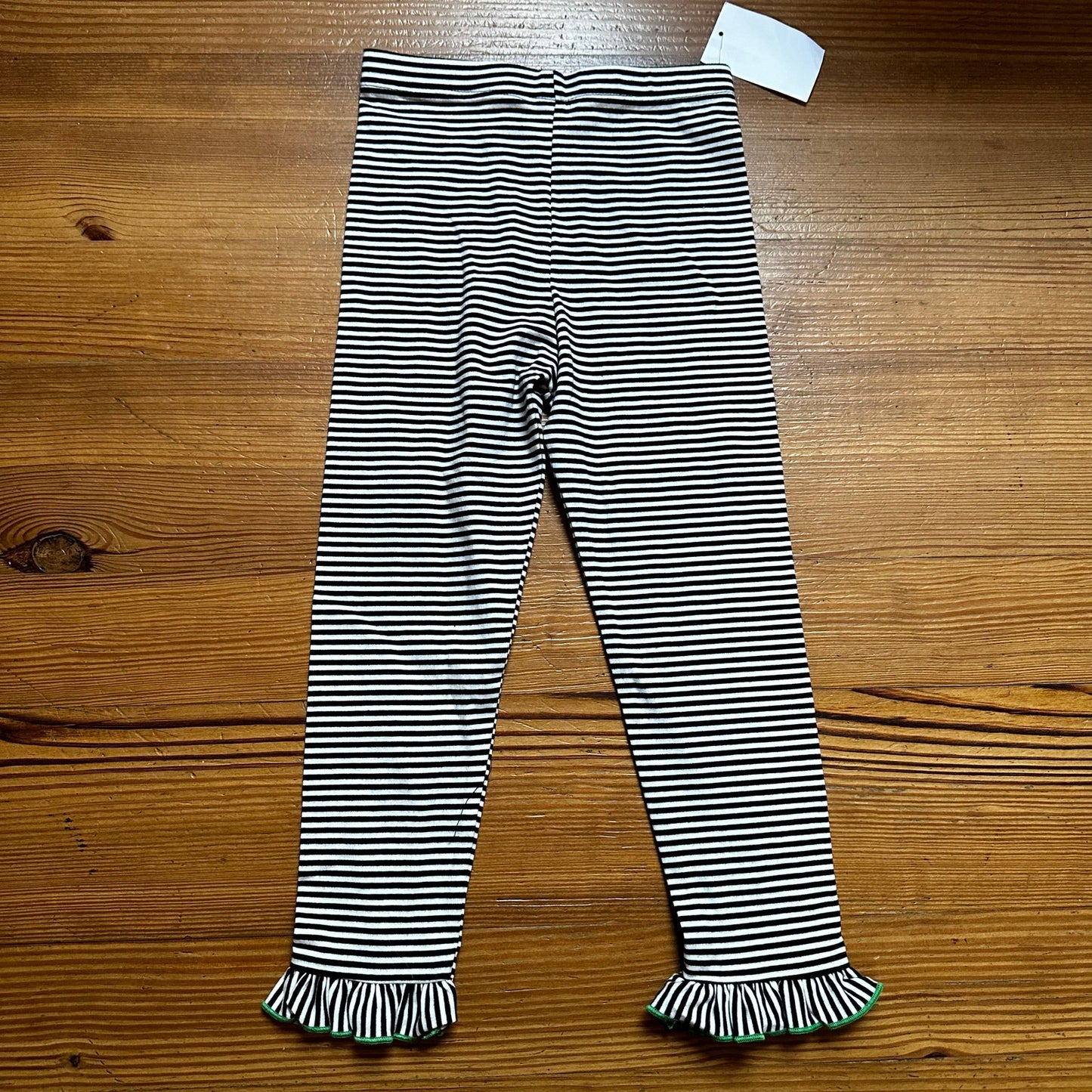 NWT Bonnie Jean black white striped ruffle bottom pants SIZE 6