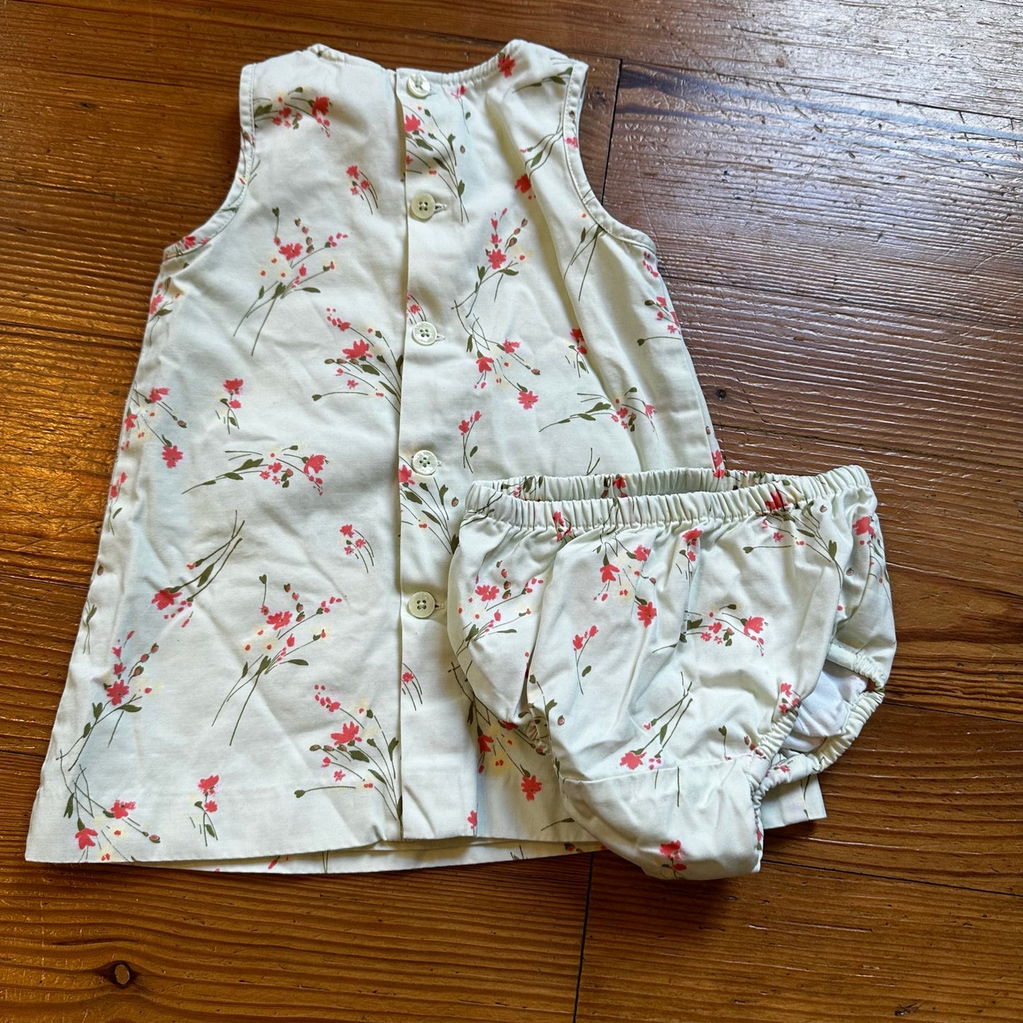 Gap mint green pink floral tank dress w/ matching bloomers SIZE 12-18M
