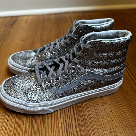 Vans silver high top lace up sneakers SIZE 5.5