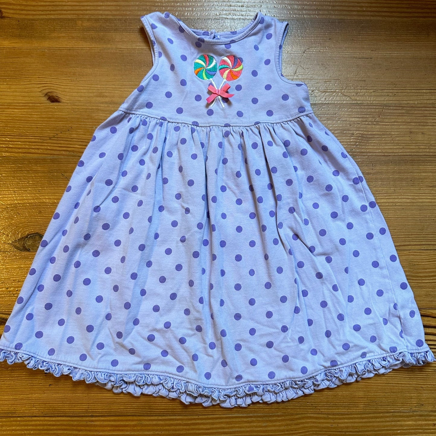 J. Khaki purple polkadot sleeveless candy applique dress SIZE 6T