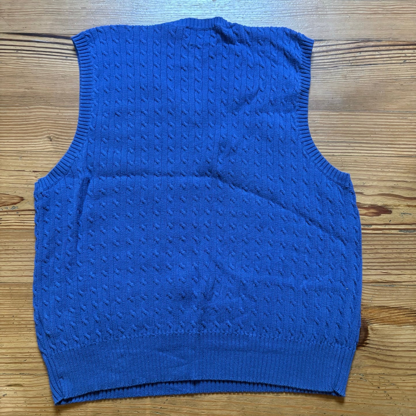 Polo Golf royal blue cotton cable knit mens pullover vest SIZE M