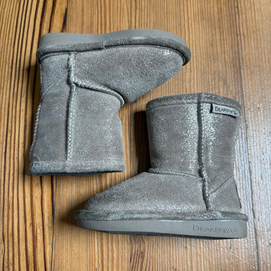 Bearpaw suede gold glitter slip on wool lined winter boot SIZE 5