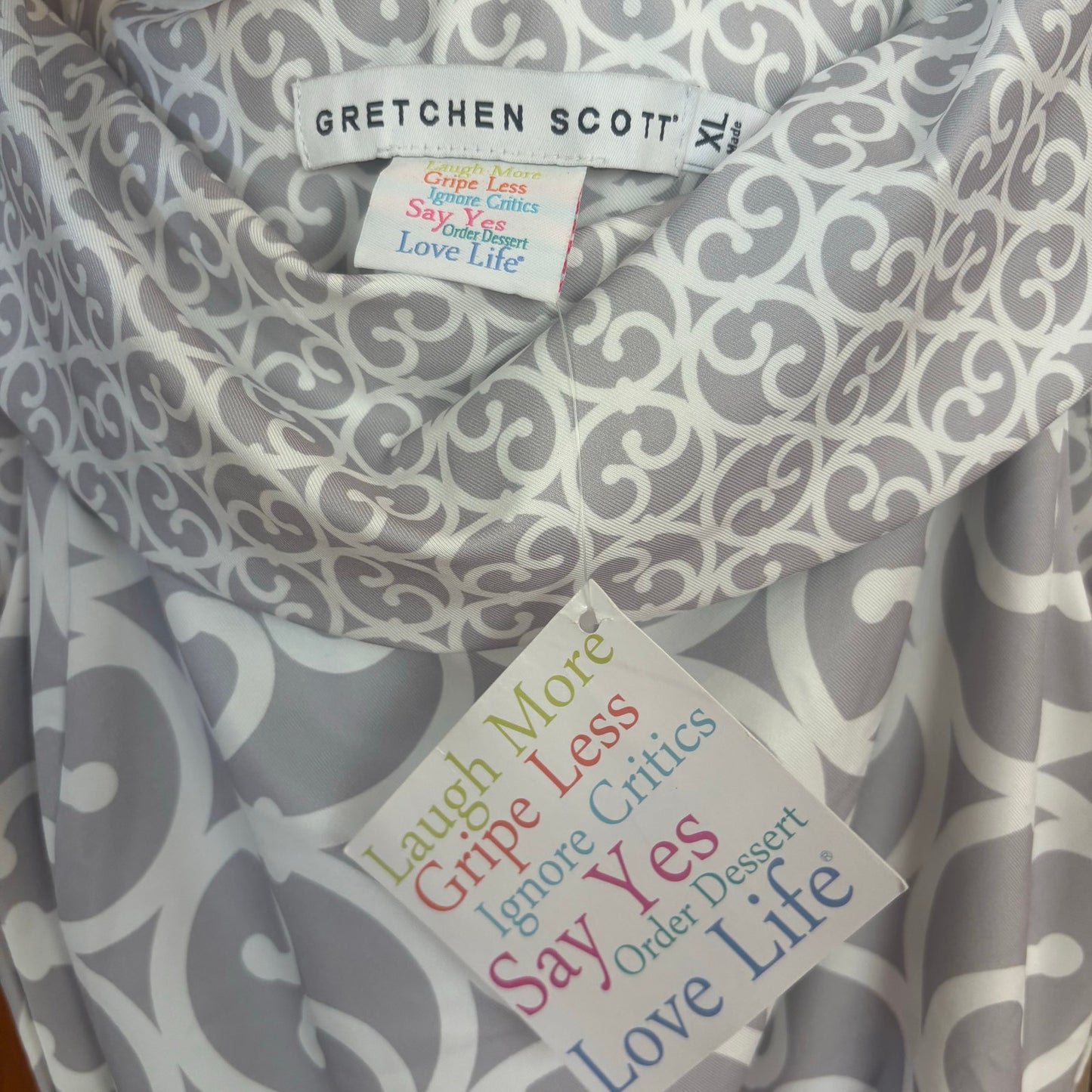 NWT Gretchen Scott Heavens Gate gray white off shoulder dress SIZE XL