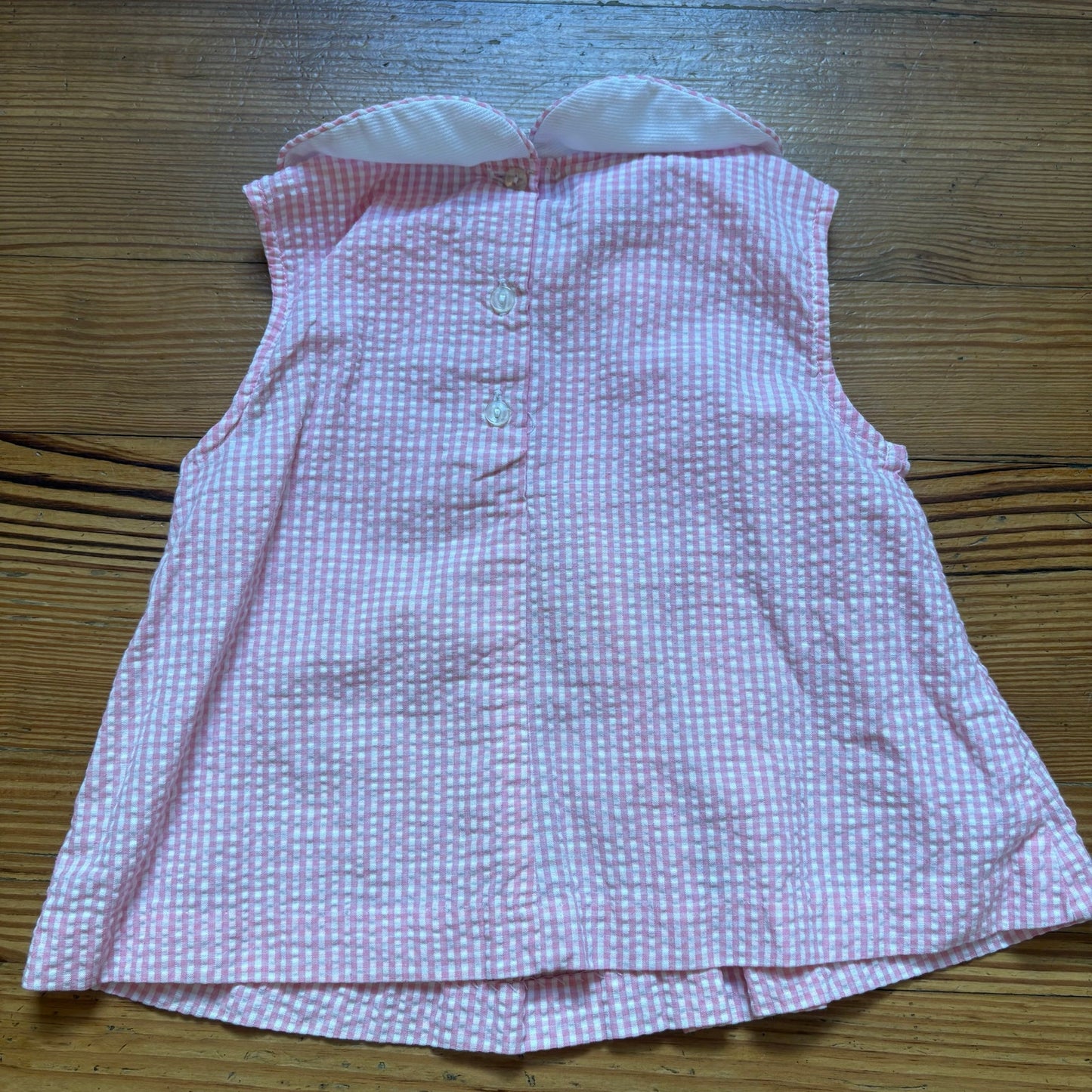Samara pink white gingham fruit embroidered seersucker collar shirt SIZE 5