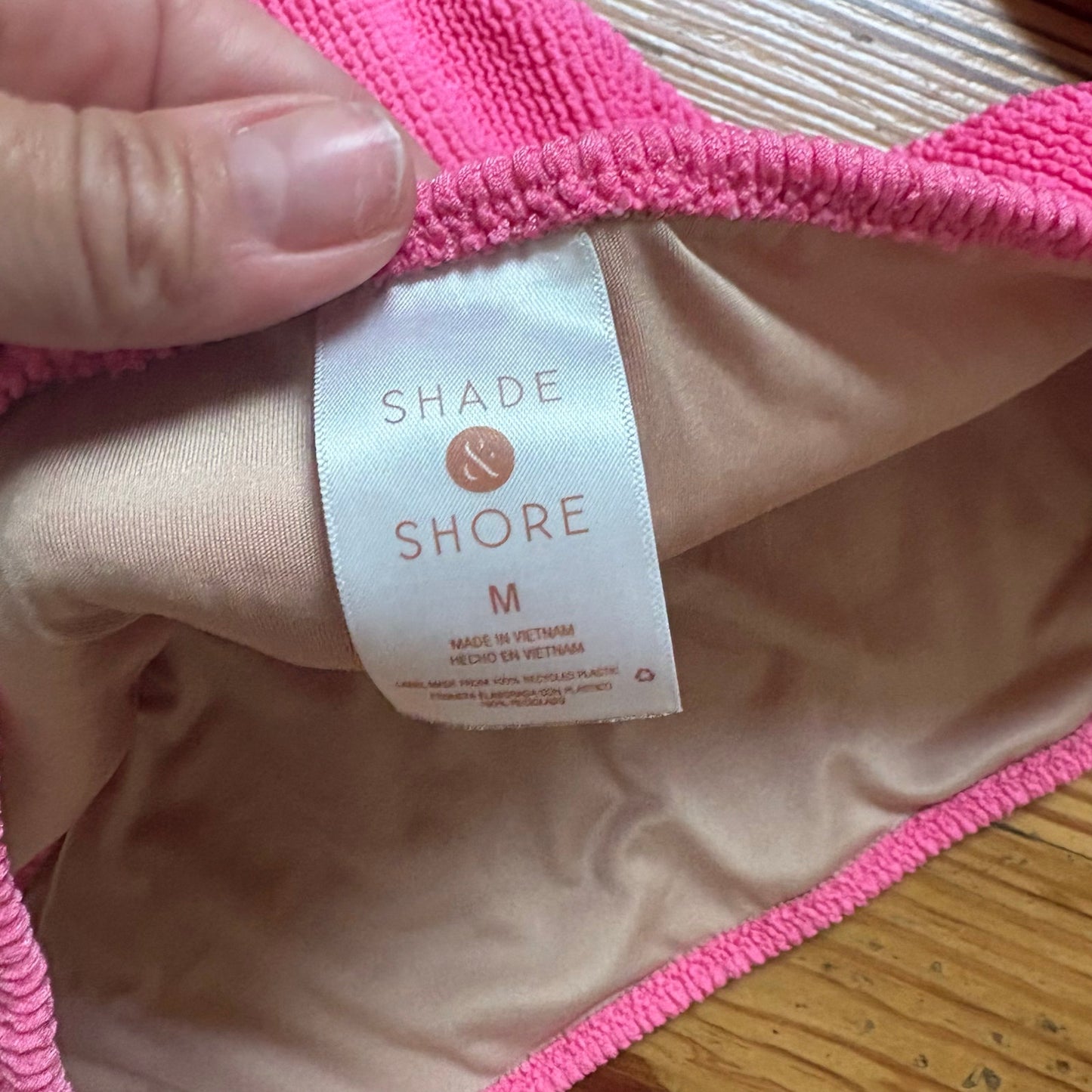Shade & Shore bright pink strapless high waisted 2 piece swim suit SIZE M