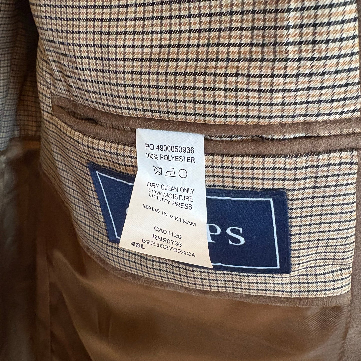 NWT Chaps brown faux suede mens suit sport jacket SIZE 48L