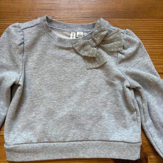 Janie and Jack gray lace bow puff sleeve cropped sweatshirt SIZE 7