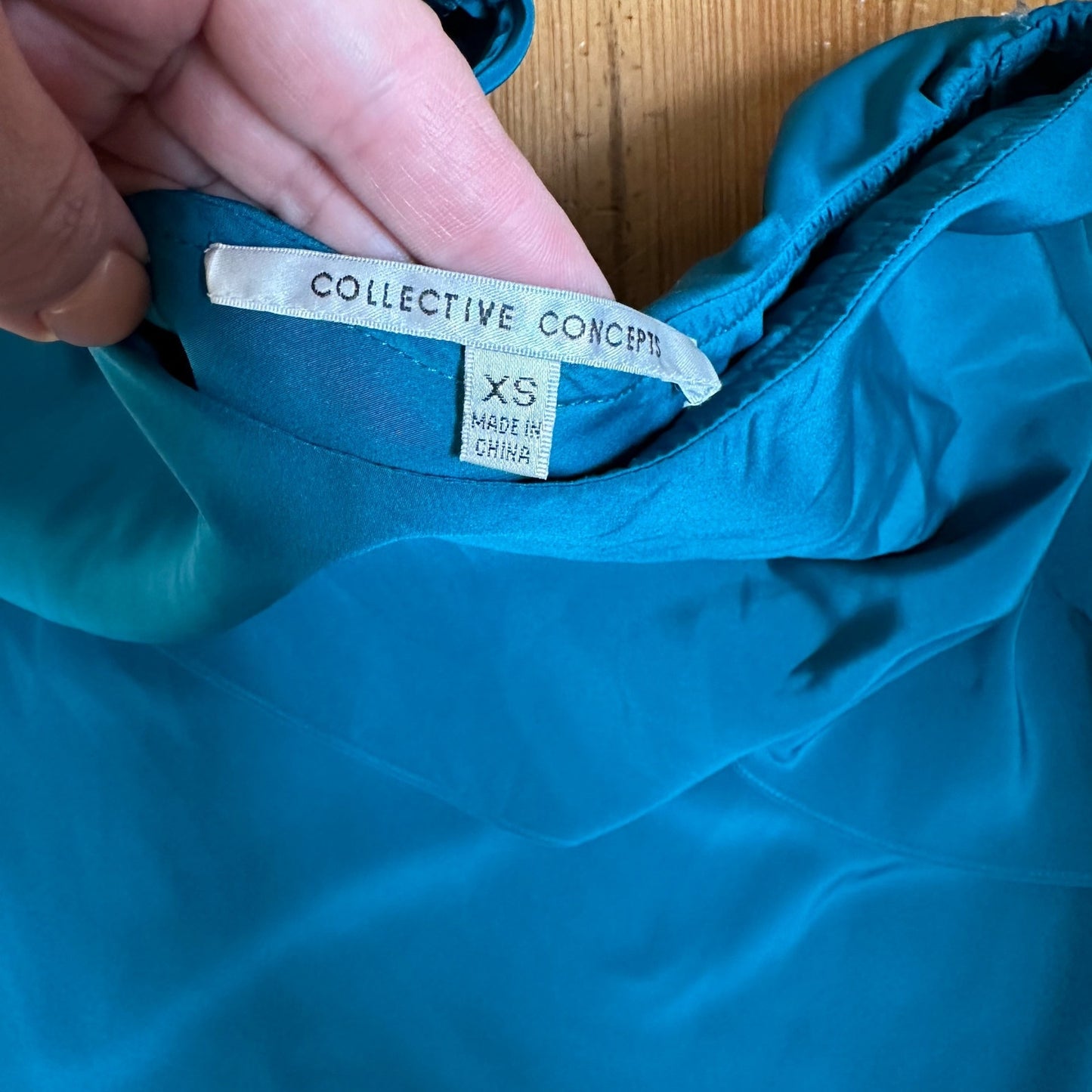 Collective Concepts teal one shoulder flutter sleeve dress SIZE XS