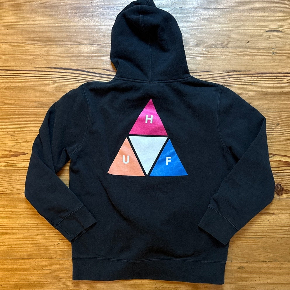 HUF black pullover large prism back graphic mens hoodie SIZE L