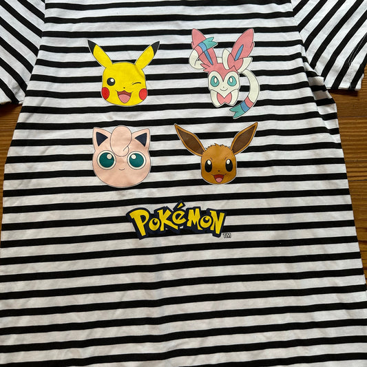 NWT black white striped Pokemon character graphic short sleeve shirt SIZE 14