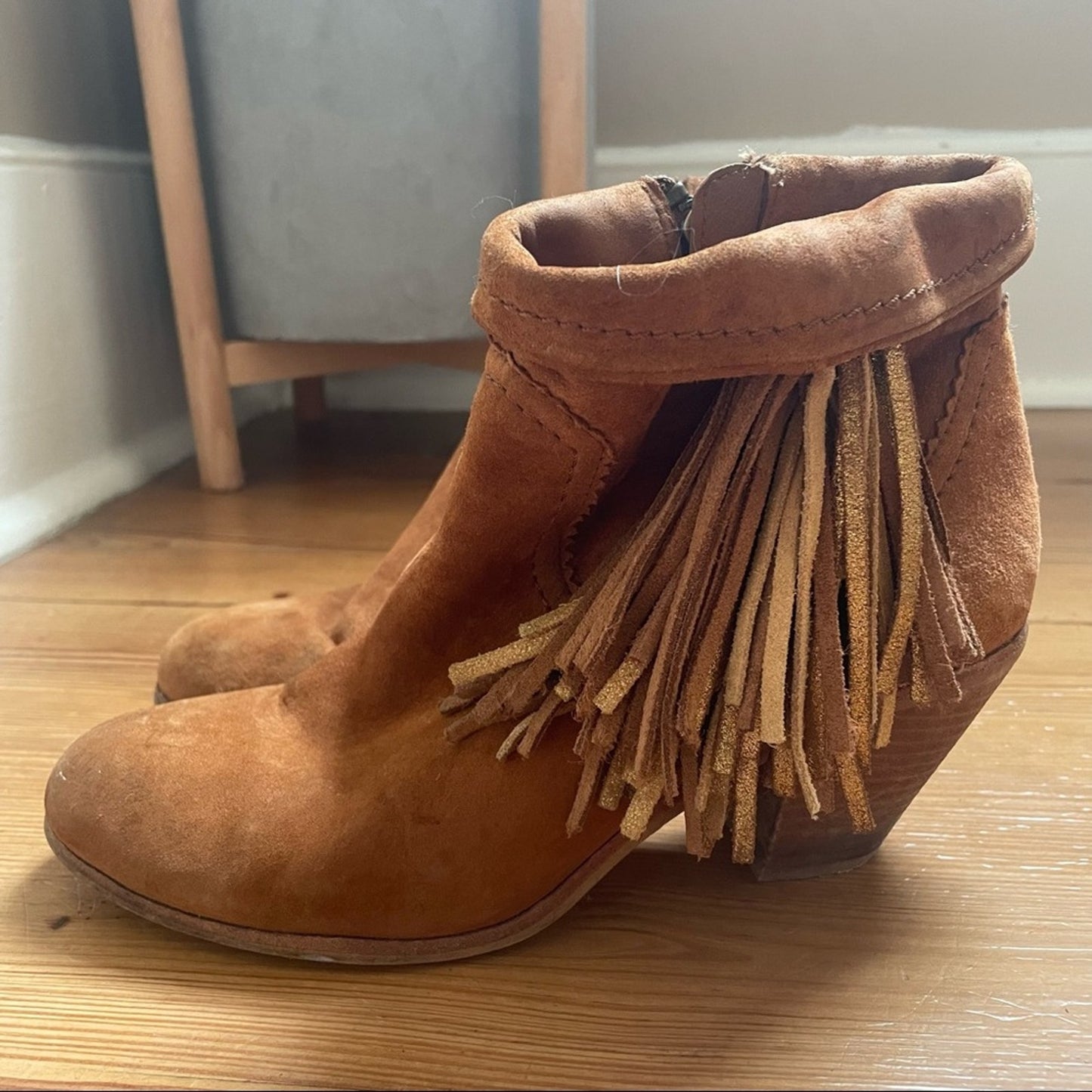 Sam Edelman brown leather side tassel booties SIZE 7.5