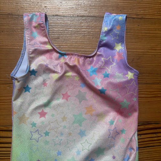 Colorful pastel star sleeveless athletic girls gymnastic bodysuit SIZE 3-4