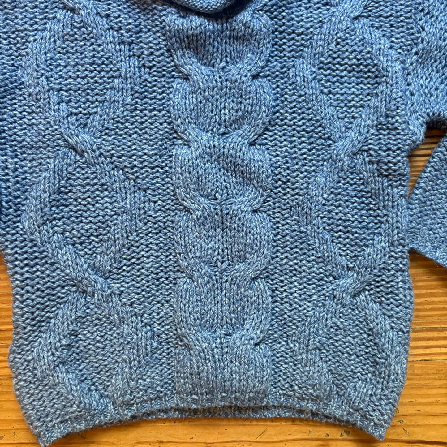 Grand vintage blue cable knit high neck pullover sweater SIZE 2
