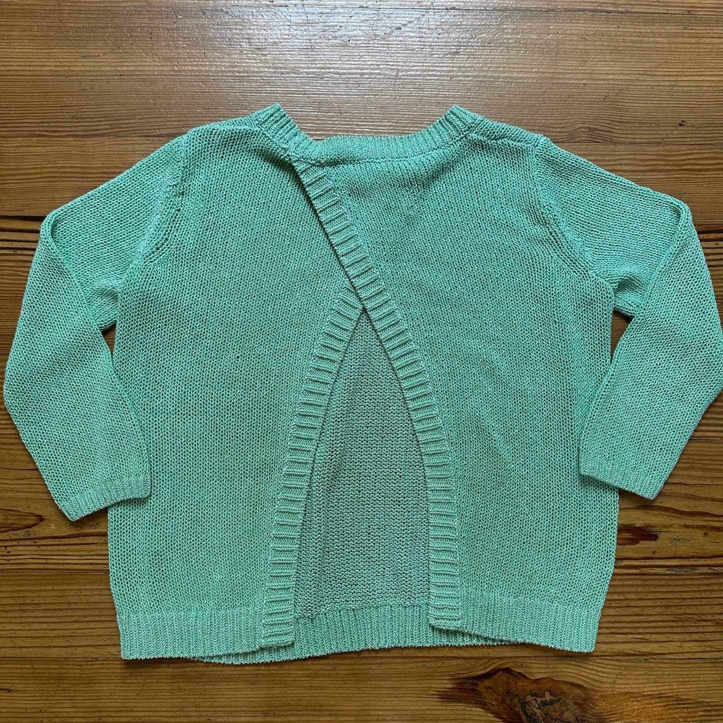 Club Monaco pastel green loose knit open back quarter sleeve sweater SIZE S
