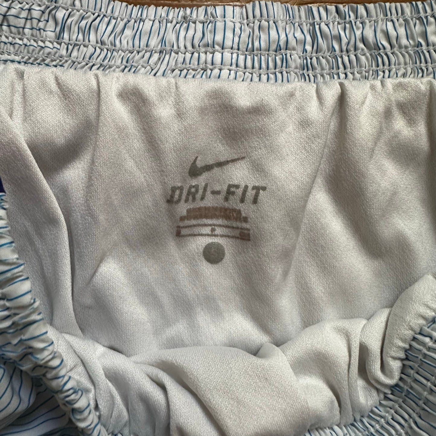 Nike Dri-fit blue white pin striped pink trim lined running shorts SIZE S
