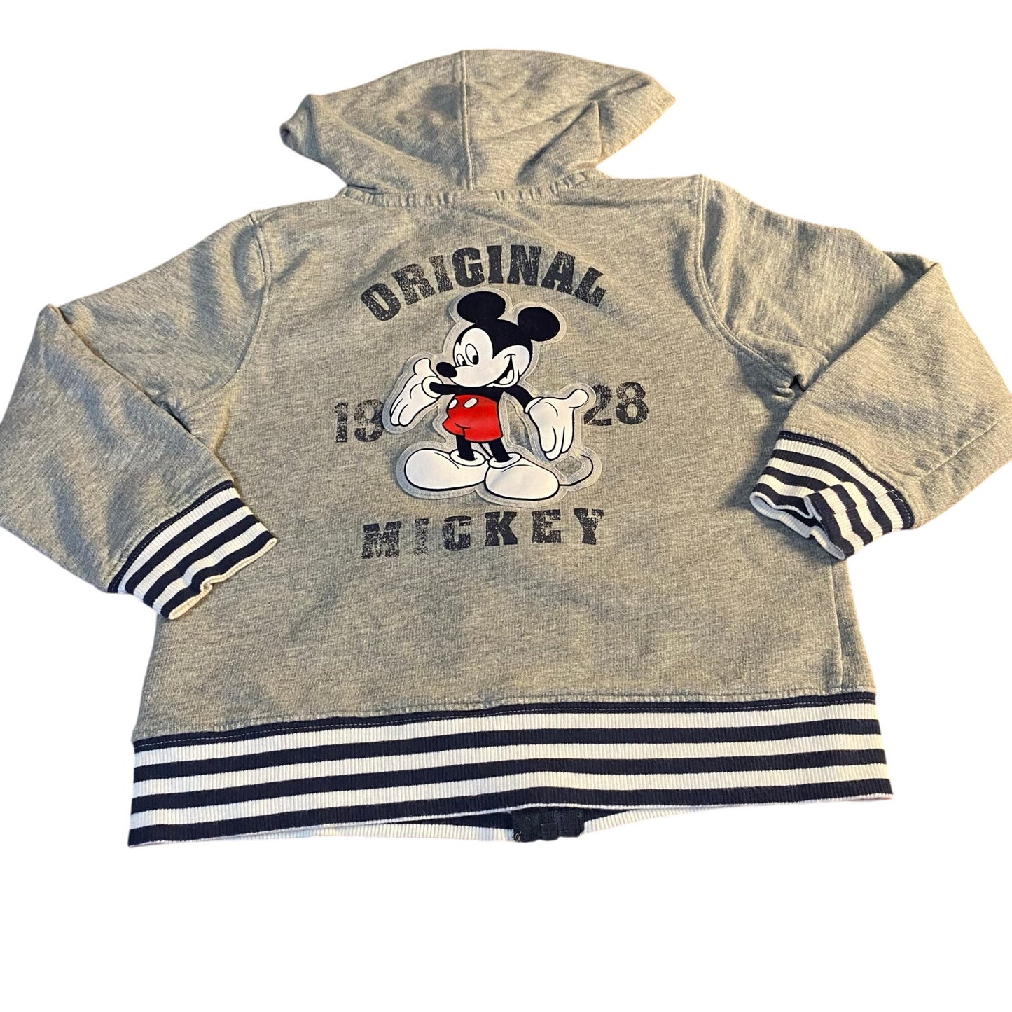 Disney Mickey Mouse light gray large graphic full zip hooded sweatshirt SIZE 4