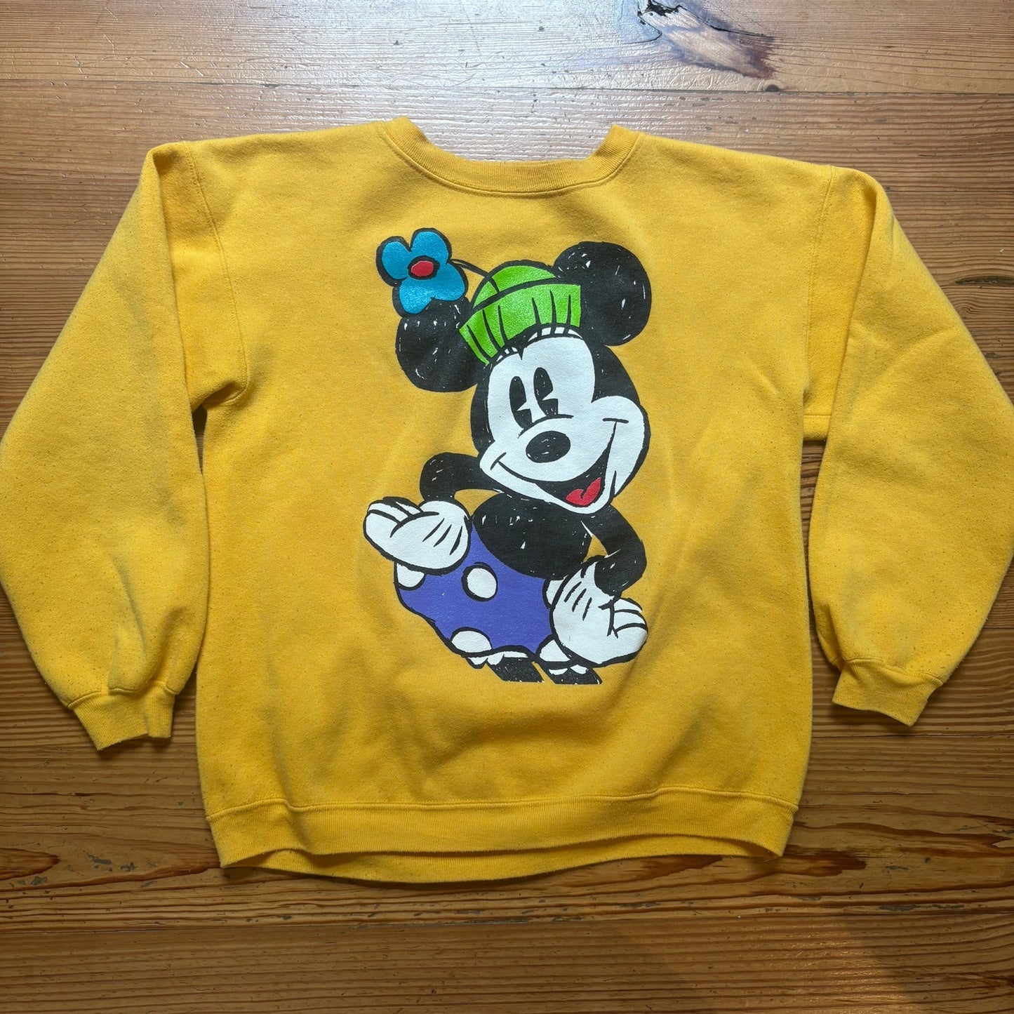 Disney Mickey & Co. vintage yellow graphic crew neck kids sweatshirt SIZE XL