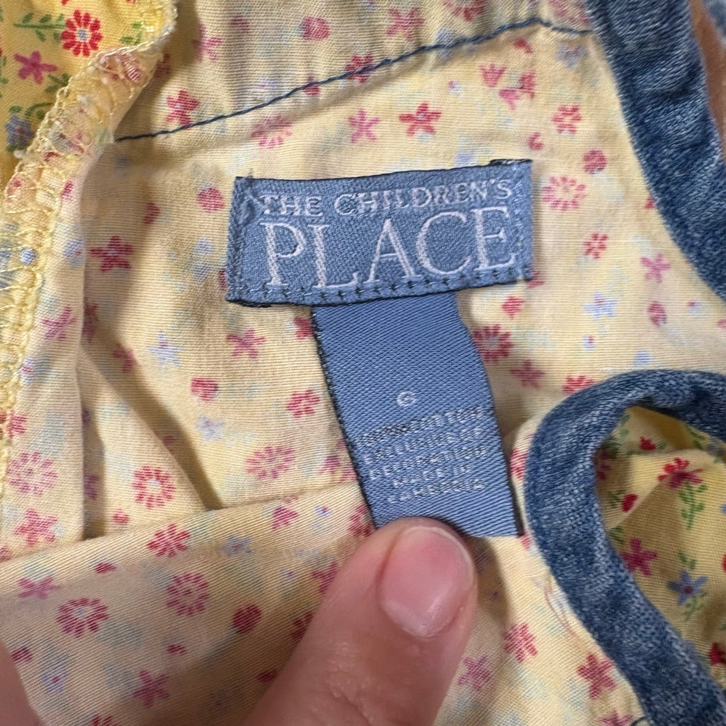 The Children's Place 90s jean floral fabric girls dress SIZE 6