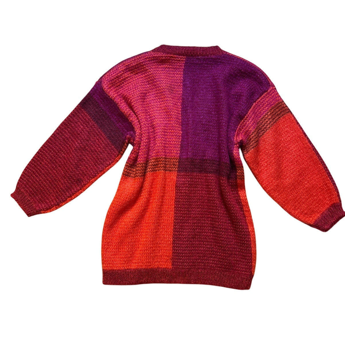 Paul Harris vintage red pink color block mohair button cardigan SIZE L