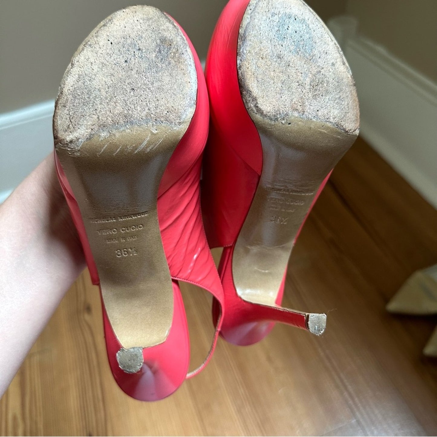 Nicholas Kirkwood pink slingback platform peep toe pumps SIZE 36.5/ US 6