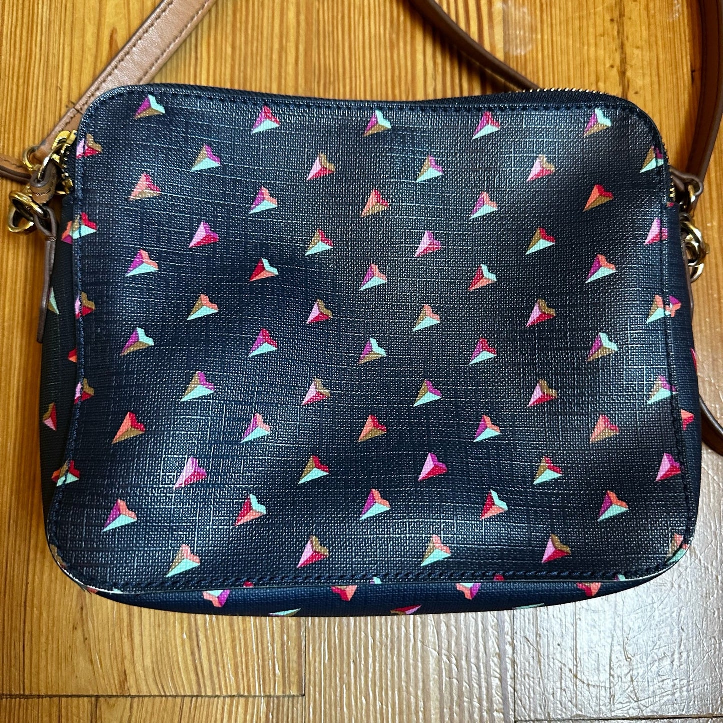 Fossil Sydney navy geometric crossbody shoulder bag