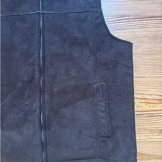 Van Heusen dark brown faux suede fleece lined full zip mens vest SIZE L