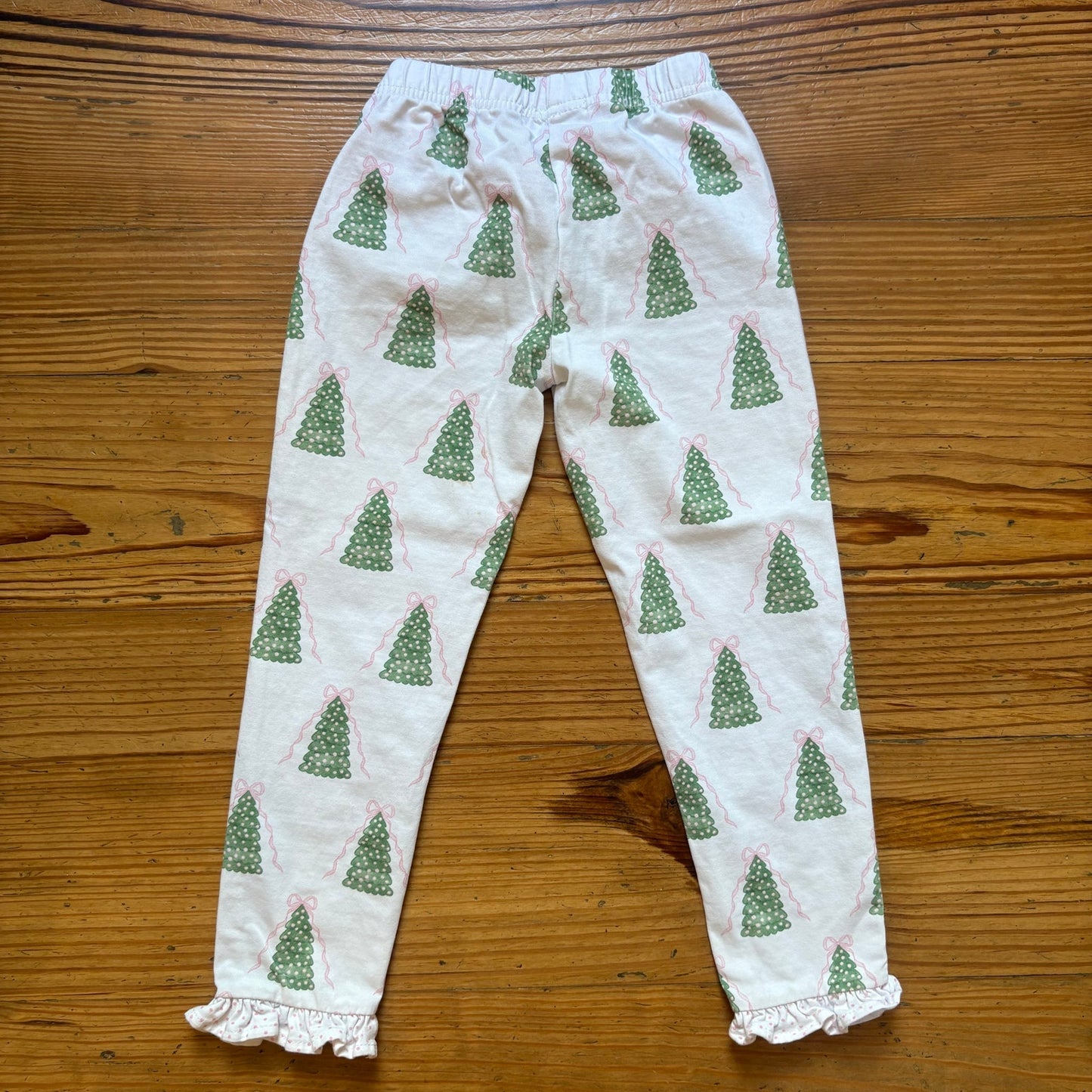 Cecil and Lou white holiday Christmas tree ruffle bottom pajama pants SIZE 3T