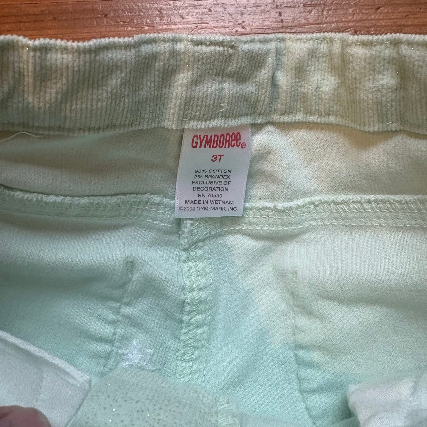 Gymboree 90s mint green snowflake glitter corduroy pants SIZE 3T