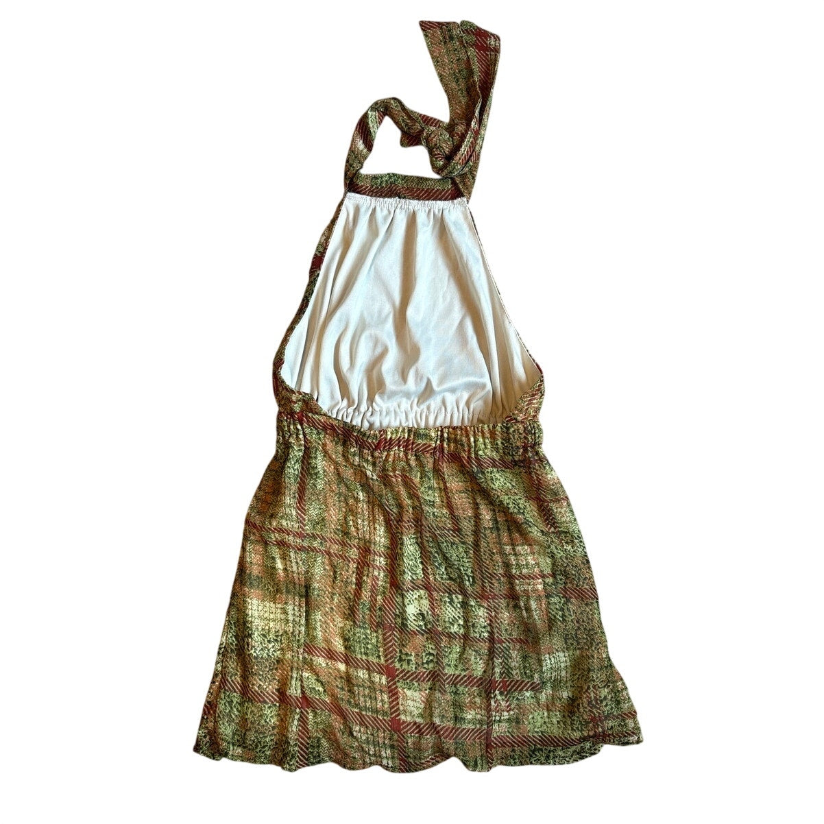 Charlotte Russe brown green boho pattern tie neck halter top SIZE S