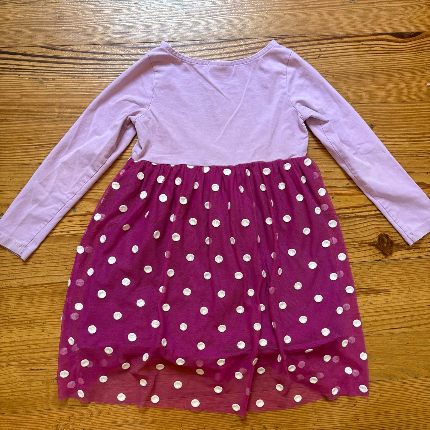 Hanna Andersson purple white polka dot long sleeve tutu dress SIZE 6