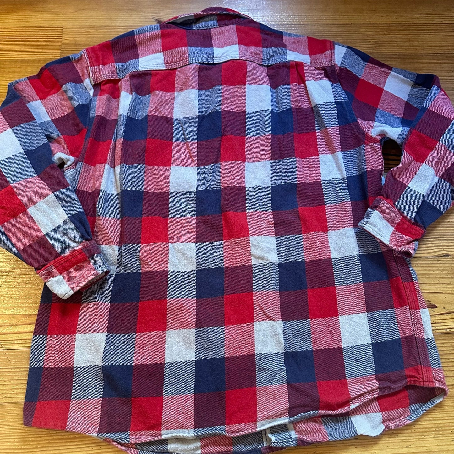 C.E. Schmidt Workwear red blue heavy cotton button up collar shirt SIZE XL