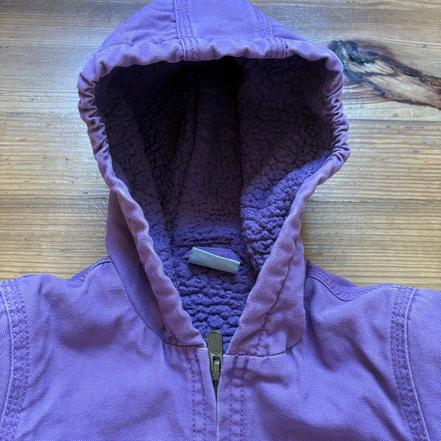 Carhartt purple fleece lined heavy hooded full zip toddler coat SIZE 24M