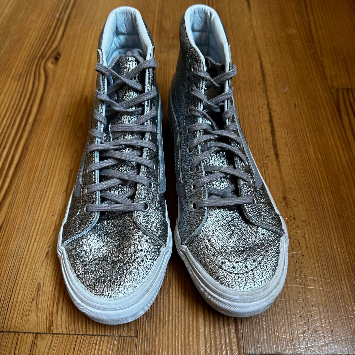 Vans silver high top lace up sneakers SIZE 5.5