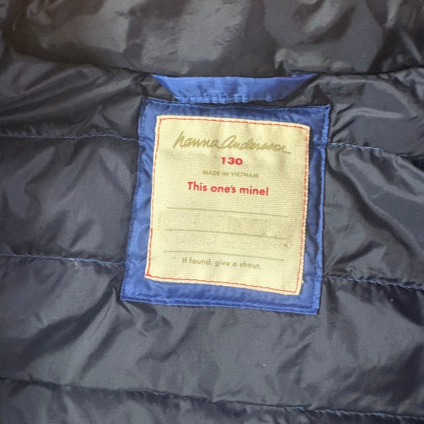 Hanna Andersson blue down full zip puffer kids coat SIZE 7