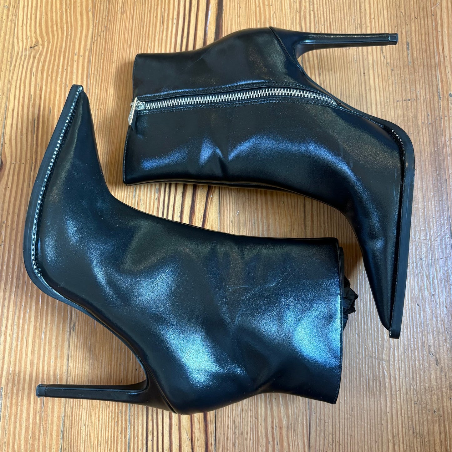 NWT ZARA black pointed toe stiletto jeweled sole heeled booties SIZE 10