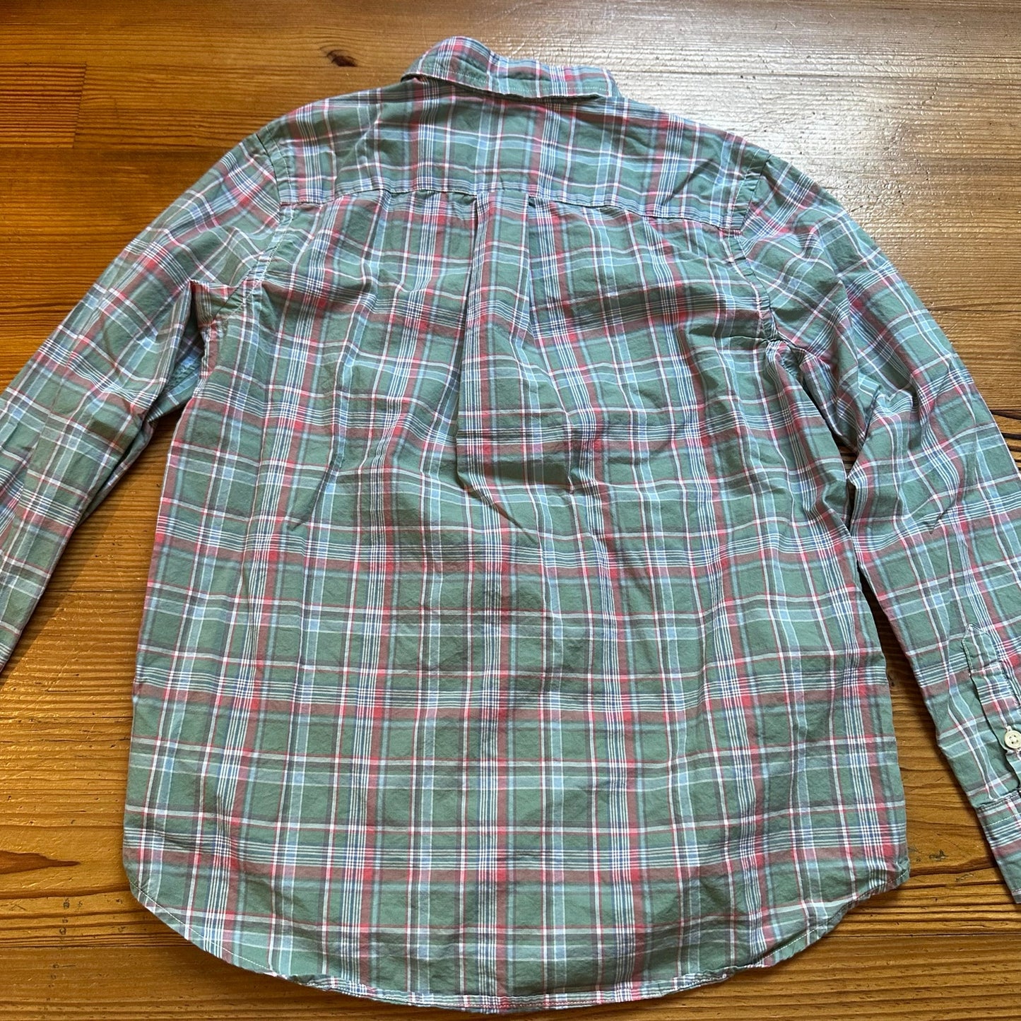 Ralph Lauren green pink plaid long sleeve button up shirt SIZE L 14-16