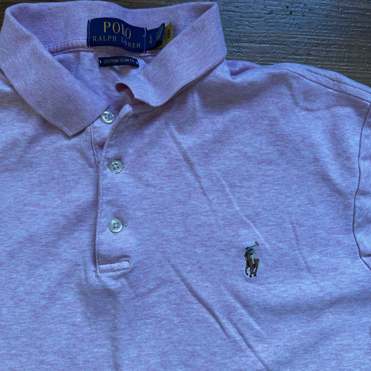 Polo Ralph Lauren Slim Fit light pink short sleeve polo shirt SIZE L