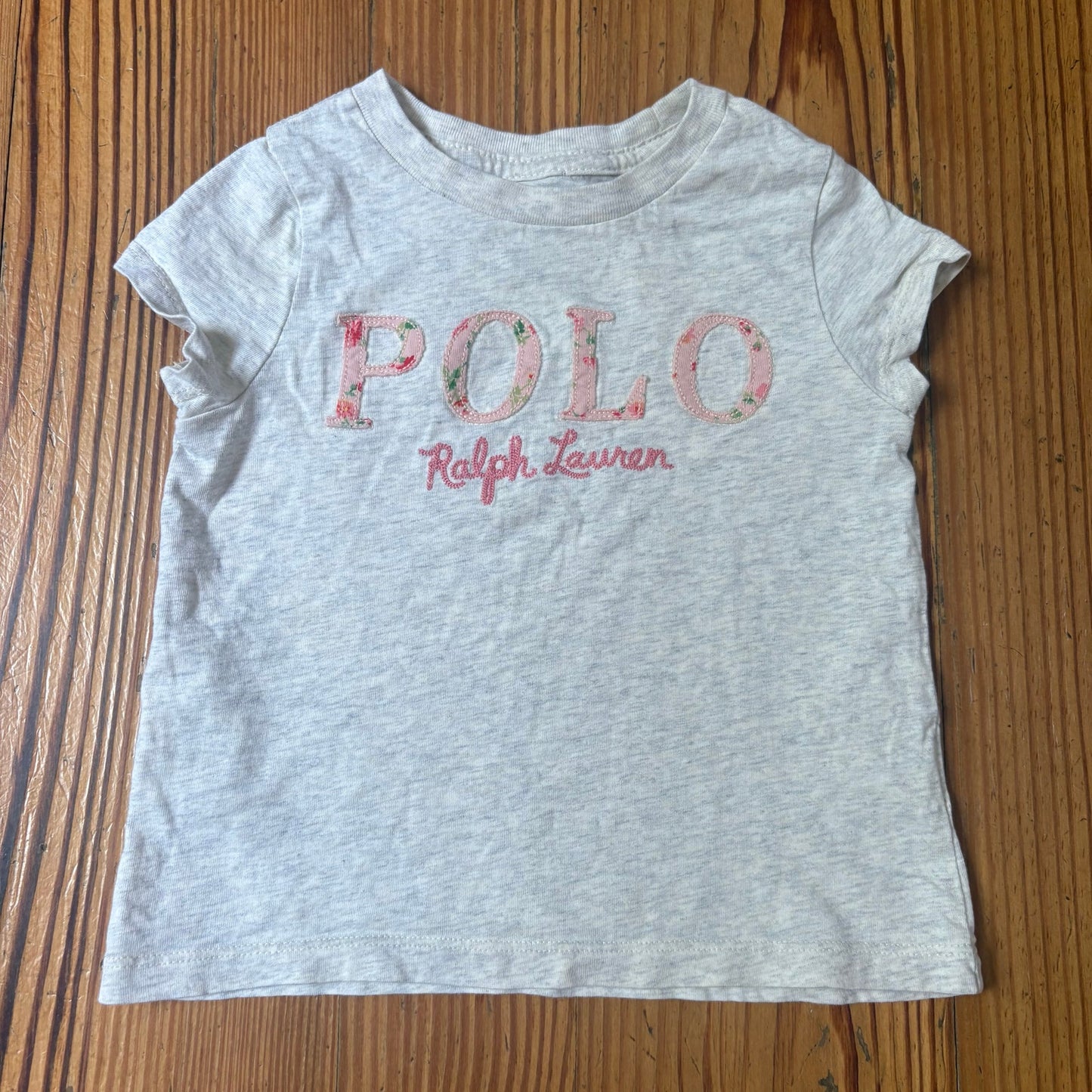 Polo Ralph Lauren gray cotton POLO floral short sleeve toddler shirt SIZE 2T