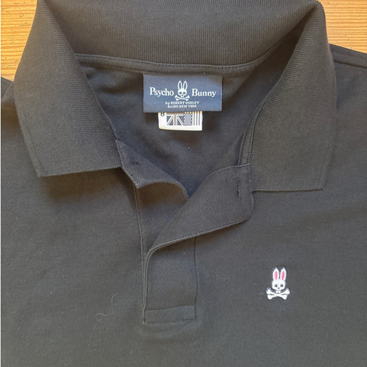 Psycho Bunny pima cotton black short sleeve emblem polo shirt SIZE XXL